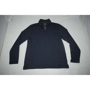 Orvis Zip Neck Thin Pullover Sweater Blue Long Sleeve Rayon Stretch Mens Medium